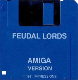 Cartridge artwork for Feudal Lords on the Commodore Amiga.